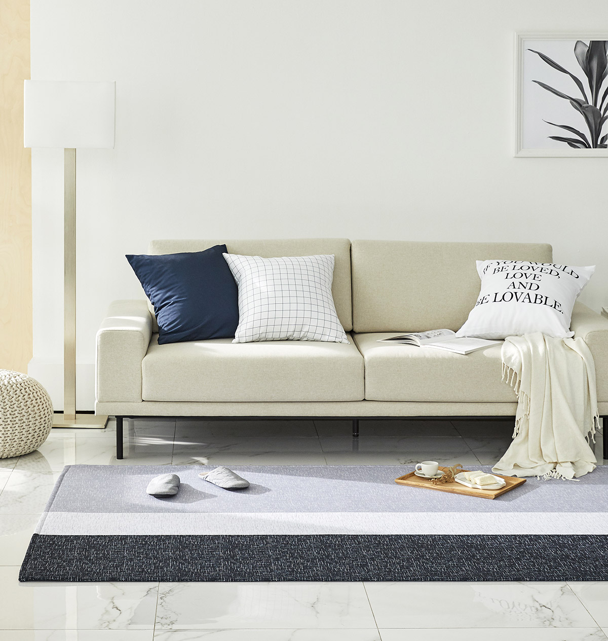 엠시베딩 워셔블러그 단모 먼지없는 사계절 방수 어반블랙 대형 침실 식탁 러그 - 상세 이미지 3