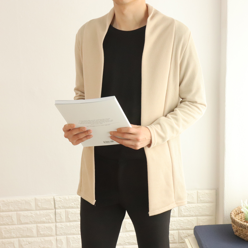 남자 가디건 오버핏 하프 오픈 숄카라 가디건