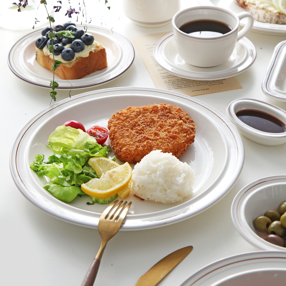시라쿠스 메이플 레트로 빈티지 카페 브런치 플레이트 디너 접시 27cm / 화이트 - 상세 이미지 3