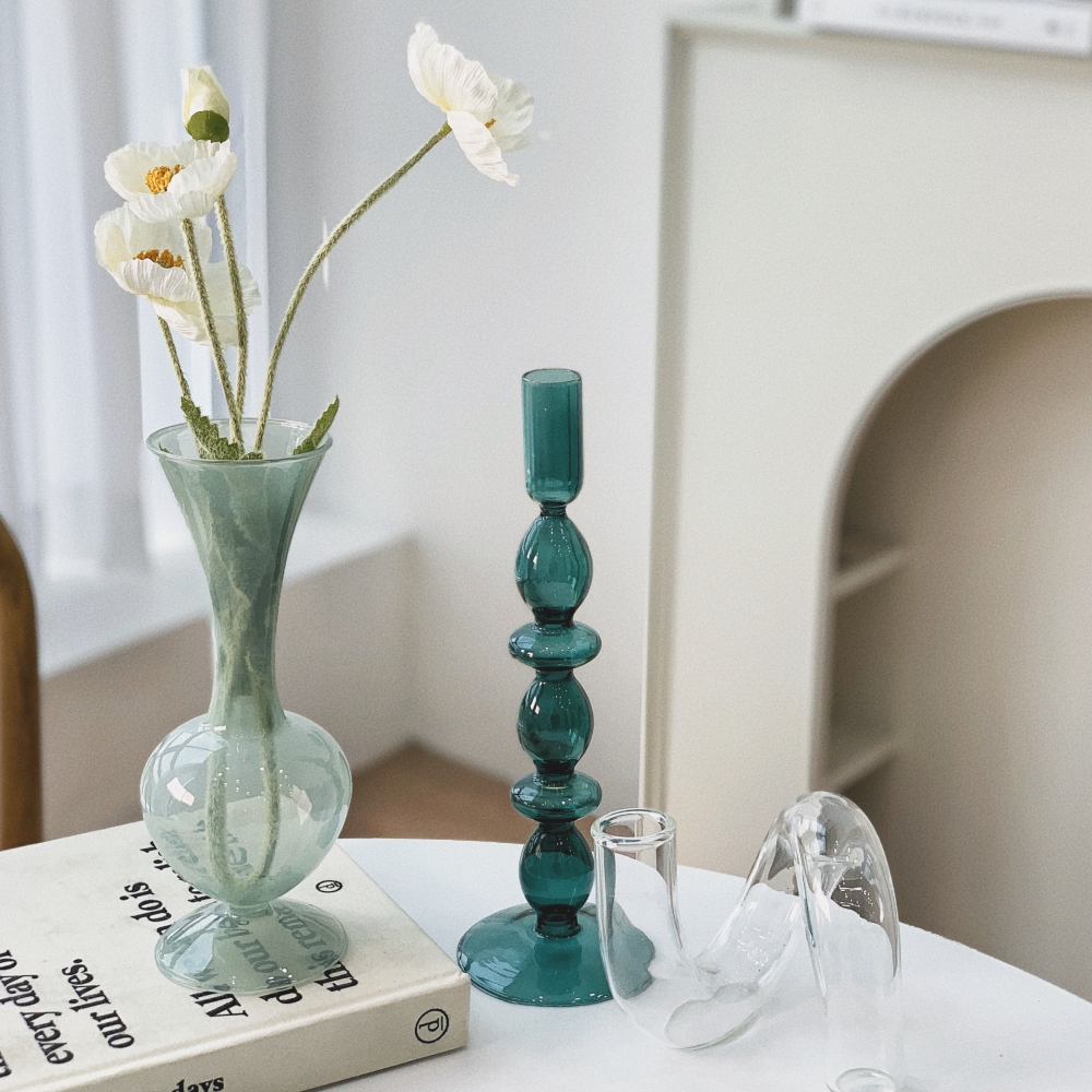 유월가게 오팔린 빈티지 파스텔 화병 유리 꽃병 빅토리안 핑크