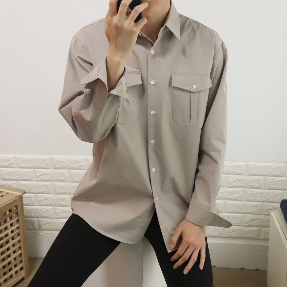 남자셔츠 포켓 치노 남자오버핏셔츠 남성남방 - 상세 이미지 2