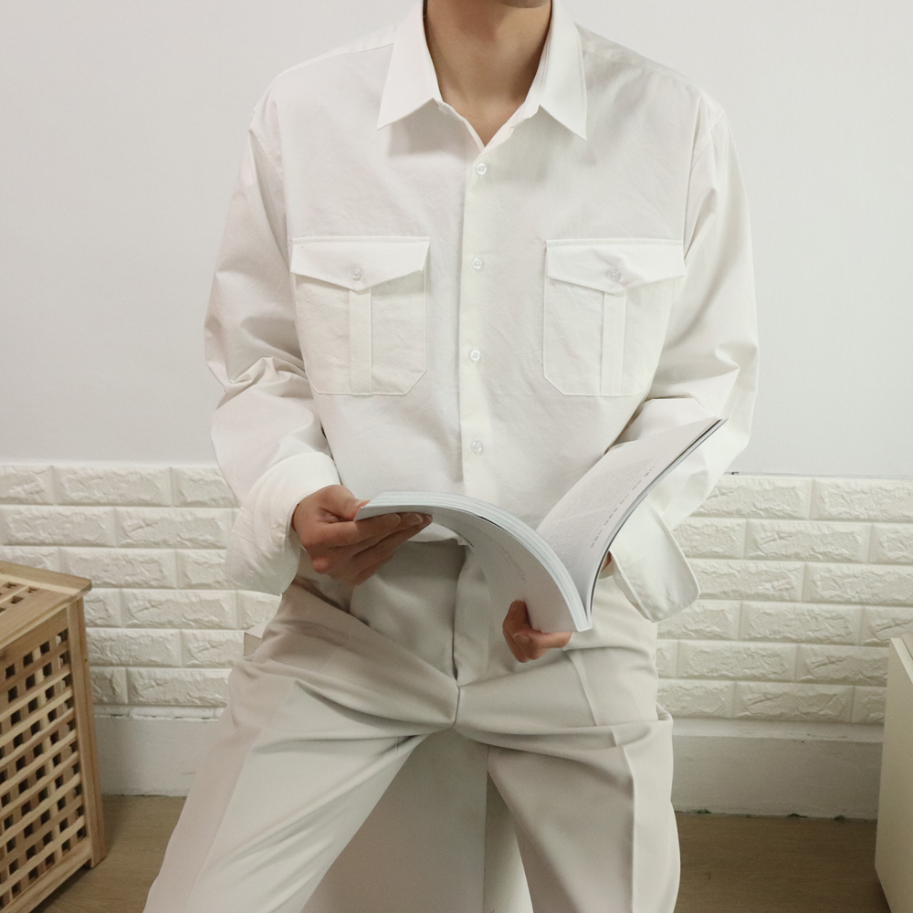 남자셔츠 포켓 치노 남자오버핏셔츠 남성남방 - 상세 이미지 3