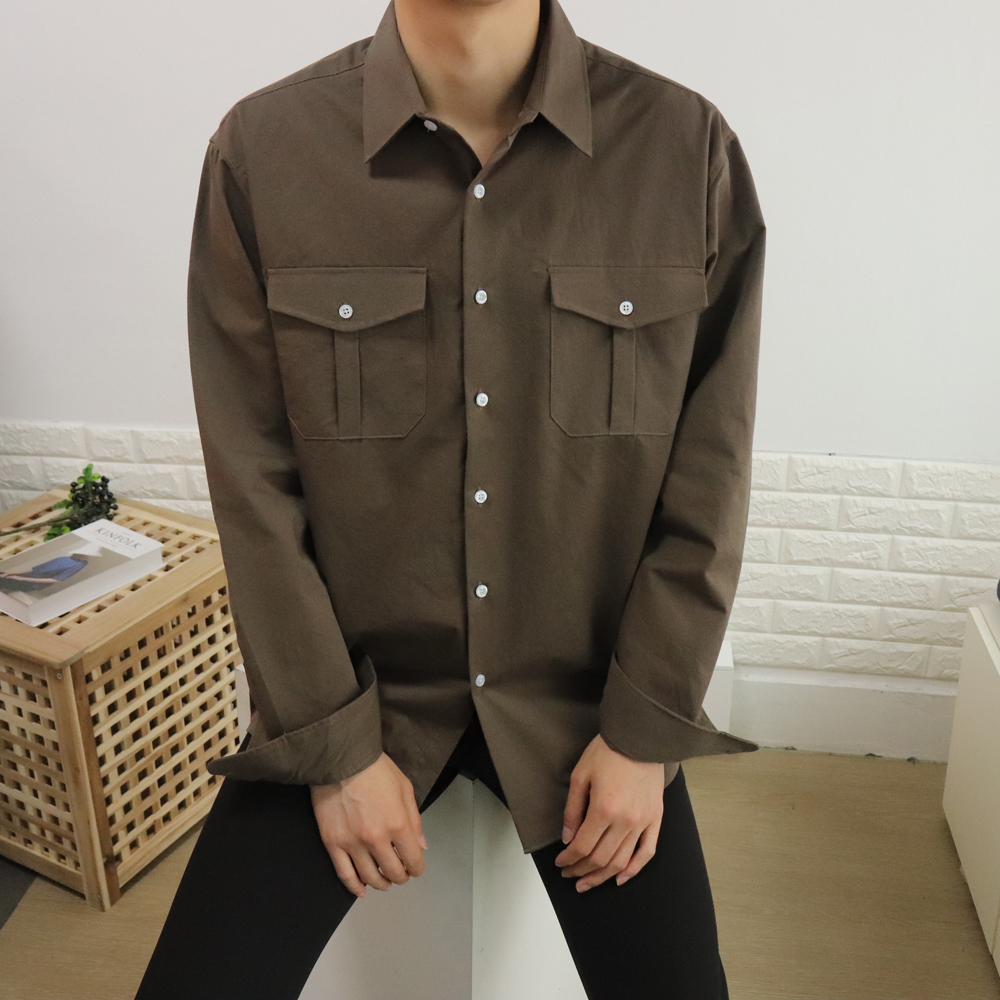 남자셔츠 포켓 치노 남자오버핏셔츠 남성남방 - 상품 이미지