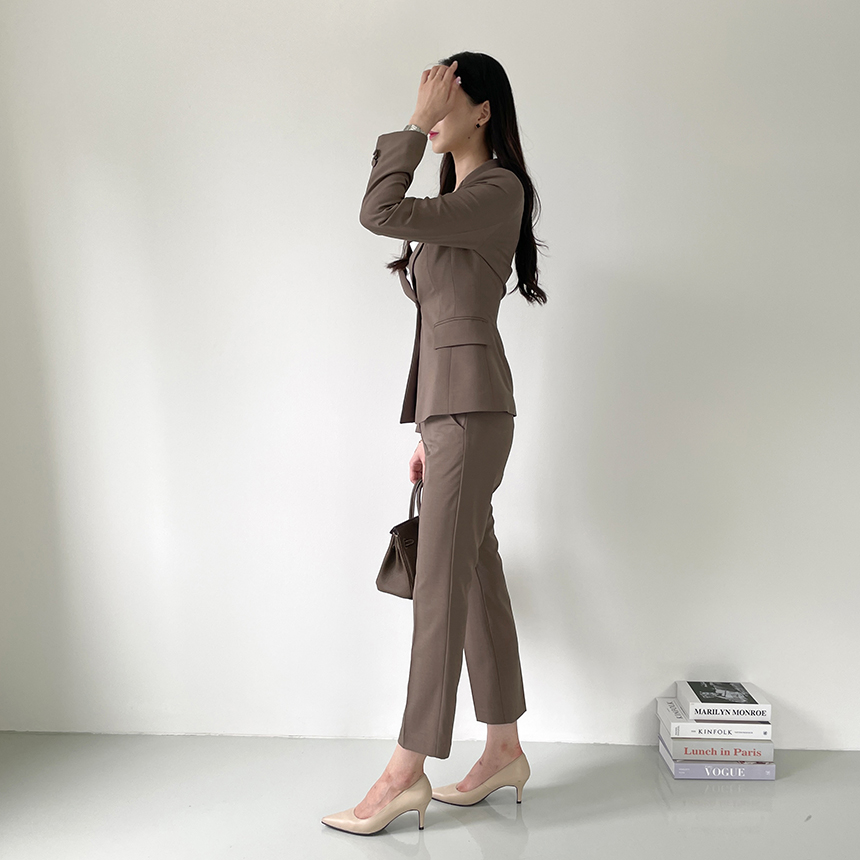 [브랜드공정/S,M,L] 프리미엄 원버튼 자켓 슬림핏 수트 투피스 오피스룩 바지 정장 세트 (선택 가능 SET) 상세 이미지 35