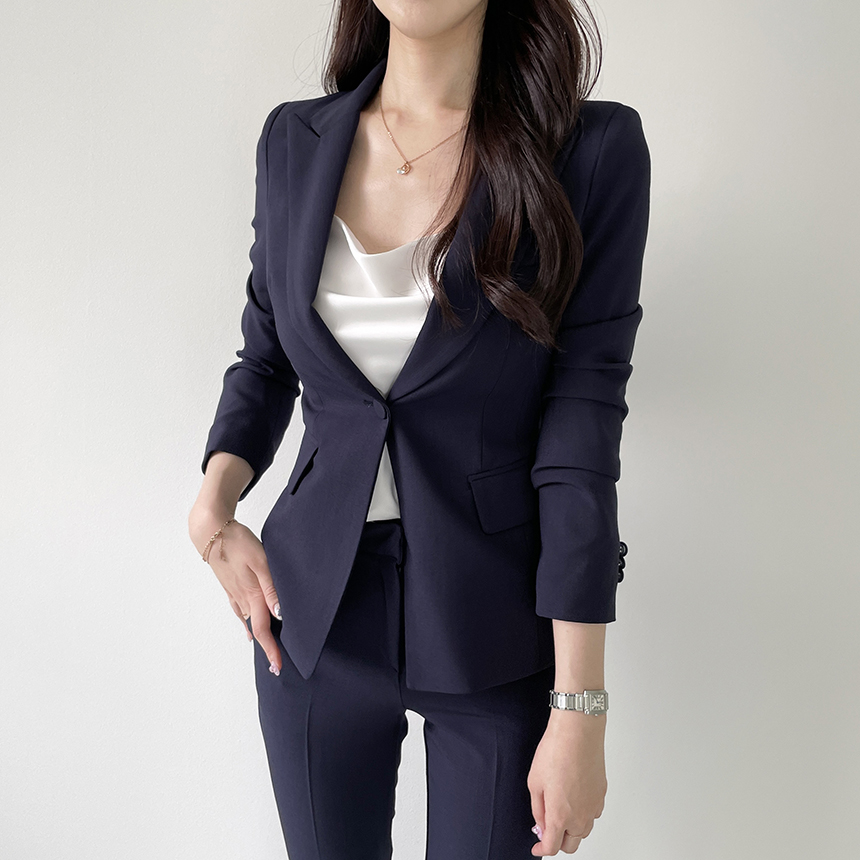 [브랜드공정/S,M,L] 프리미엄 원버튼 자켓 슬림핏 수트 투피스 오피스룩 바지 정장 세트 (선택 가능 SET) 상세 이미지 27