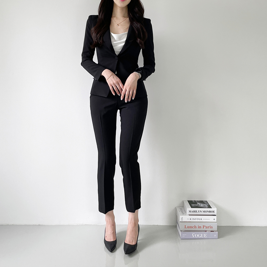 [브랜드공정/S,M,L] 프리미엄 원버튼 자켓 슬림핏 수트 투피스 오피스룩 바지 정장 세트 (선택 가능 SET) 상세 이미지 20