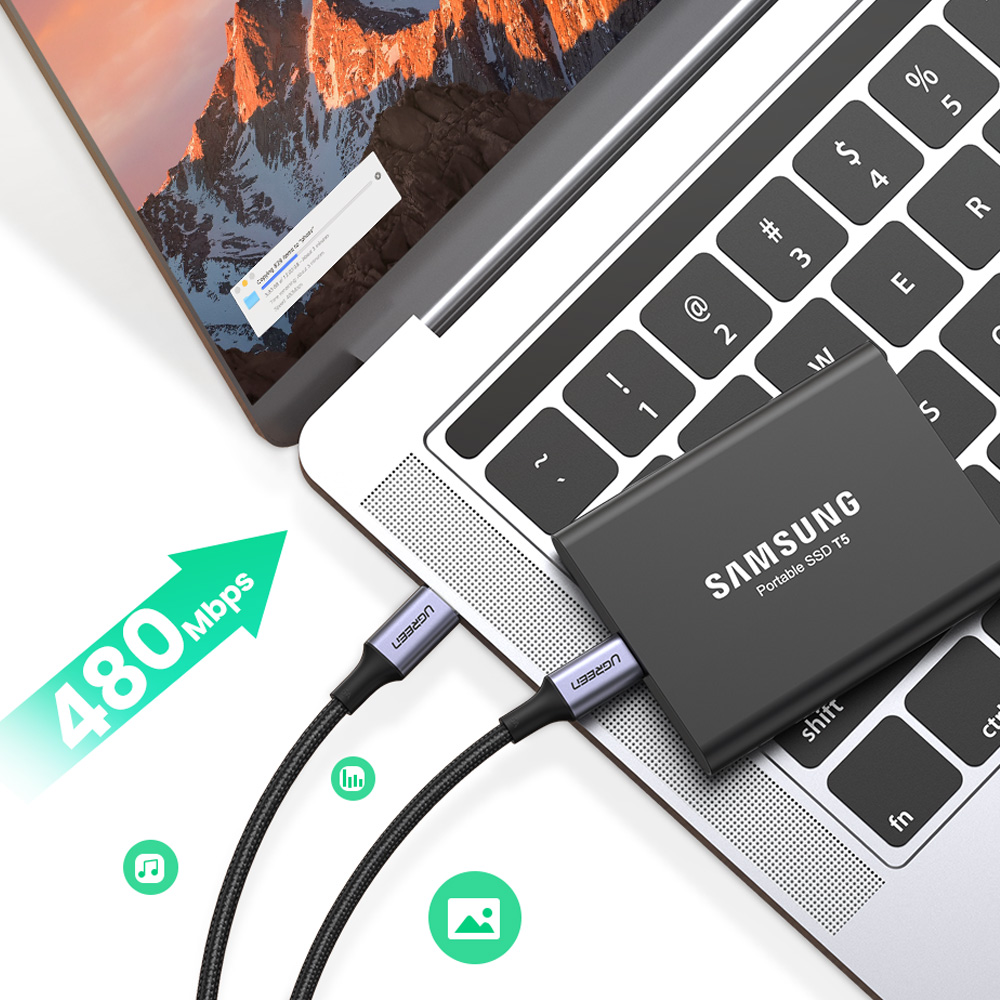유그린 100W 직조 C to C타입 고속충전케이블 US316 - 상세 이미지 4