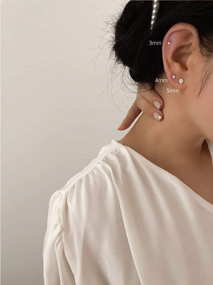 셀프러브 925 실버 큐빅 데일리 피어싱 (낱개) 3mm 4mm 5mm 6mm 7mm 이미지 2