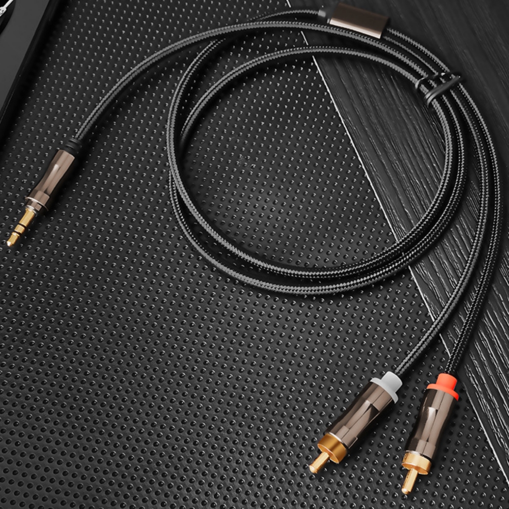 프리미엄 편조 3.5mm AUX to 2RCA 케이블 2m, 1개 - 상세 이미지 3