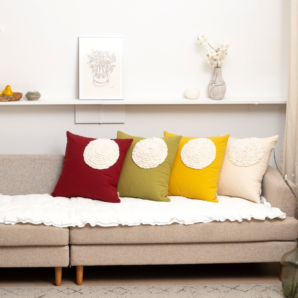 마벨로제 아트 쿠션커버 호박 원형 쇼파 쿠션 방석 미드센츄리 40cm