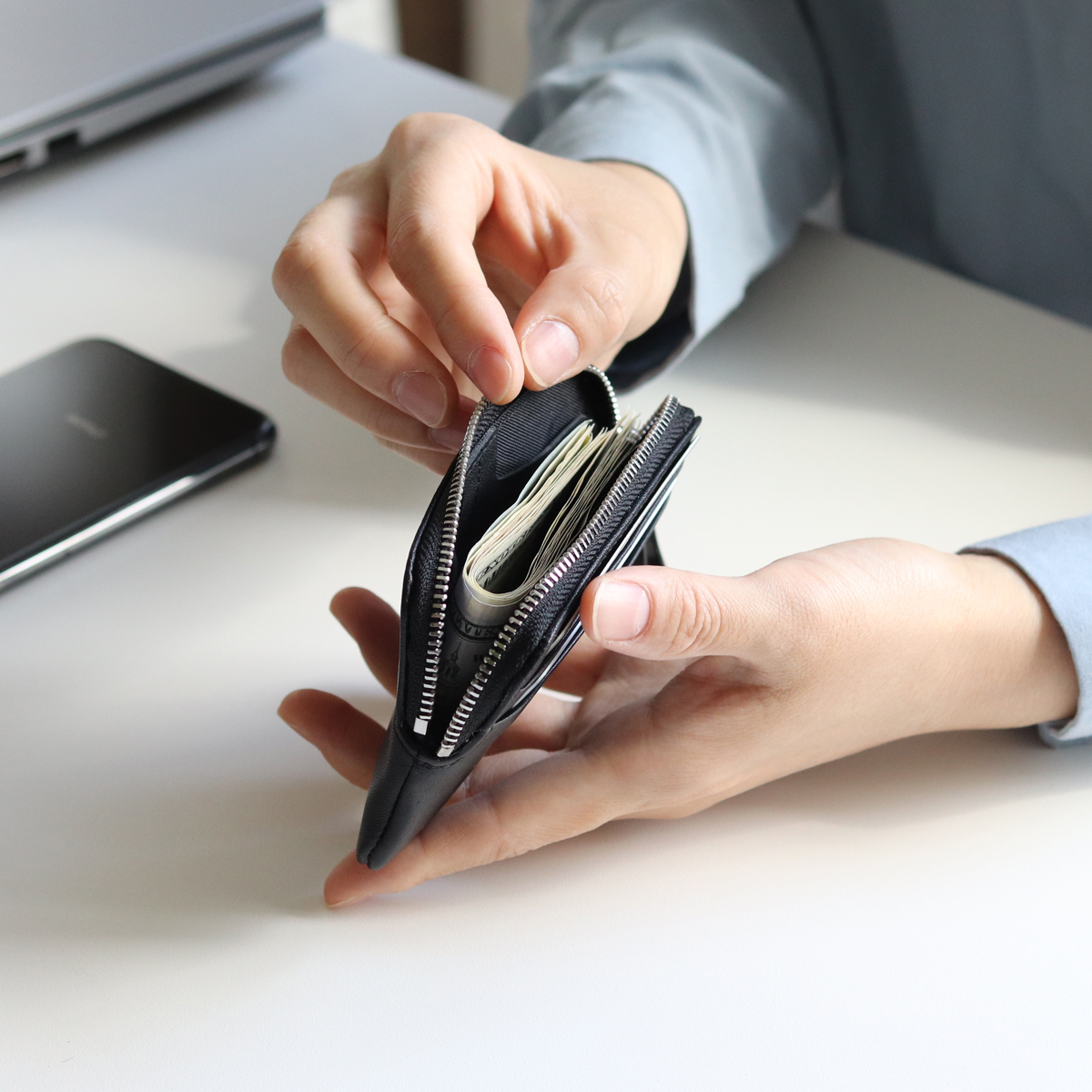 스마트키 지퍼 카드 차 키 자동차 홀더 카드 파우치 가죽 지갑