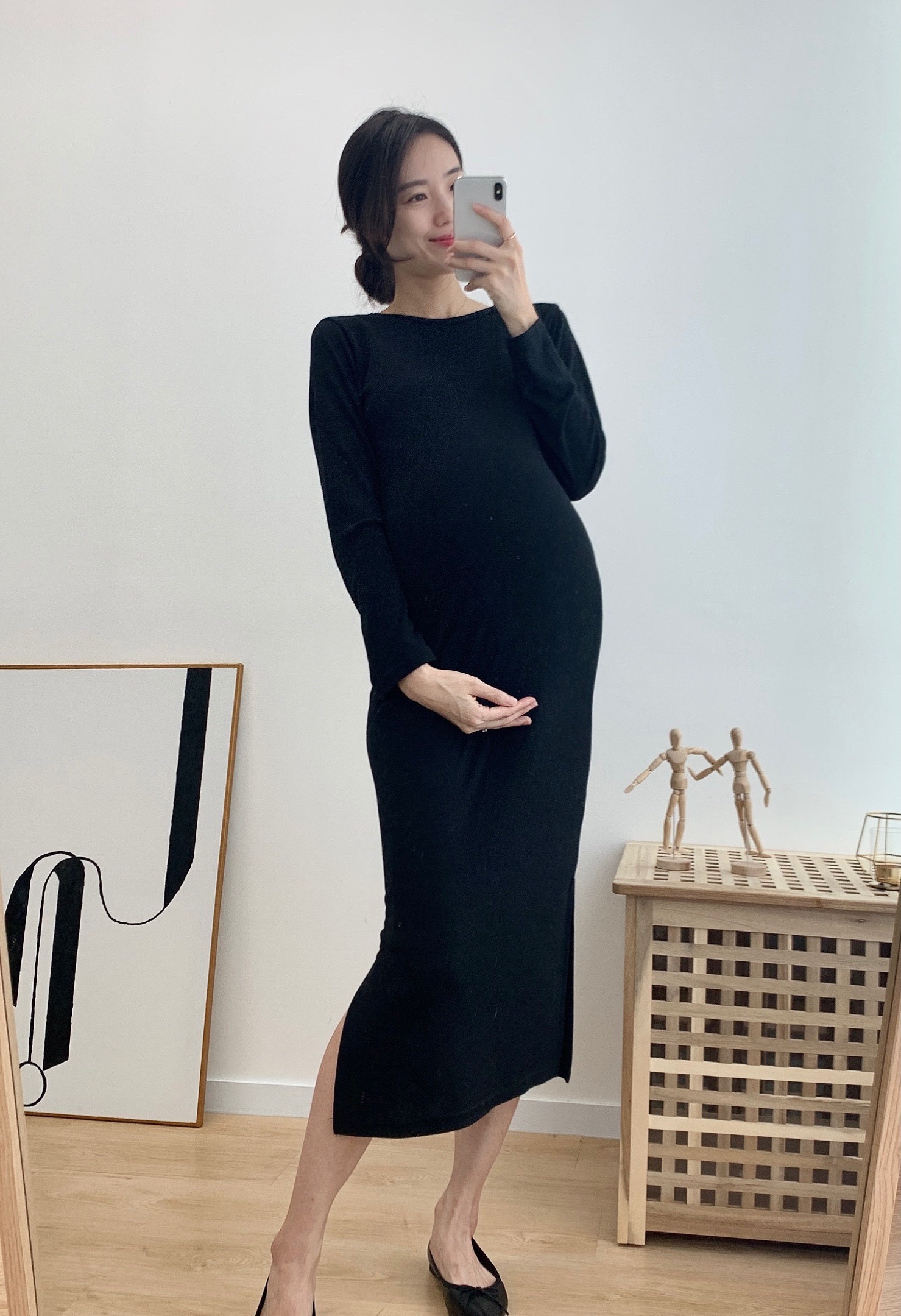 [단독] (긴팔/반팔) 쫀득하고 말랑하고 찰랑한 주수촬영 임산부원피스 임부복 셀프만삭 주수기록 상세 이미지 36