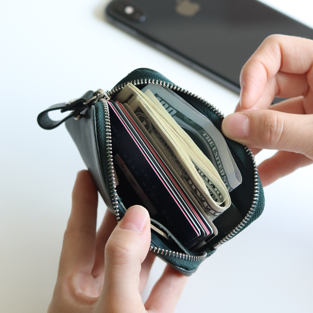 스마트키 지퍼 카드 차 키 자동차 홀더 카드 파우치 가죽 지갑