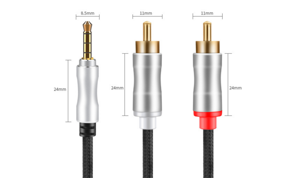 프리미엄 편조 3.5mm AUX to 2RCA 케이블 2m, 1개 - 상세 이미지 5