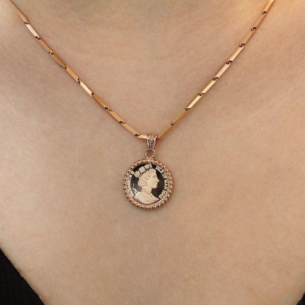 엘리자베스 코인 펜던트 대나무 체인 줄 목걸이 남자 여자 골드 금 14k 18k - G마켓 모바일