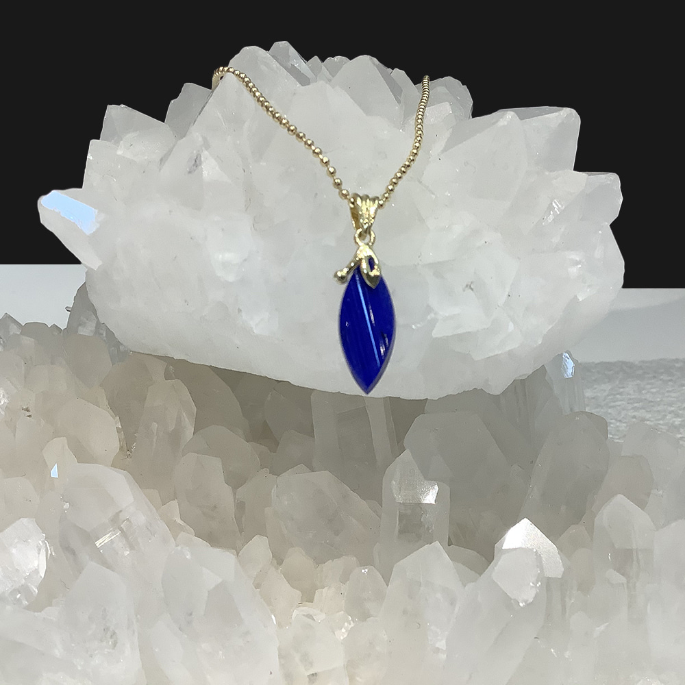 수정사 - 천연원석 라피스라줄리 h2.3 w 0.7cm 14K 골드 펜던트 핸드메이드 목걸이 (1점) : 수정사 온라인몰