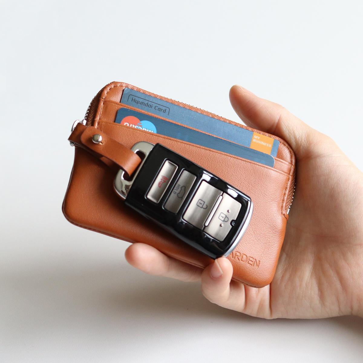 스마트키 지퍼 카드 차 키 자동차 홀더 카드 파우치 가죽 지갑