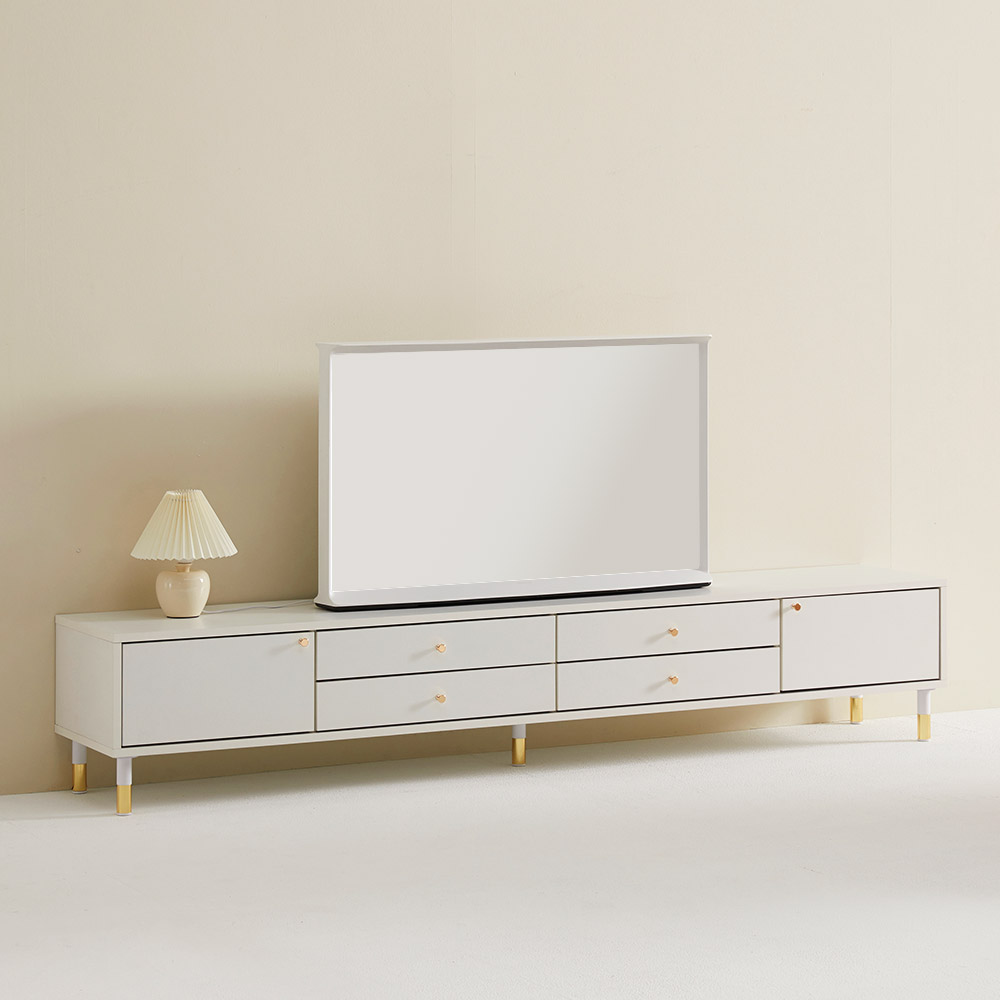 장인가구 로지 E0 거실 TV 티비다이 3단 서랍장 수납 화이트 거실장 1800