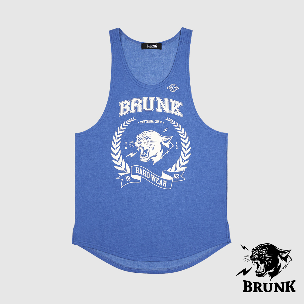 브렁크 딥넥 탱크 헬스 나시티 블루 트레이닝 민소매 슬리브리스 티셔츠 머슬웨어 BRUNK 이미지 2