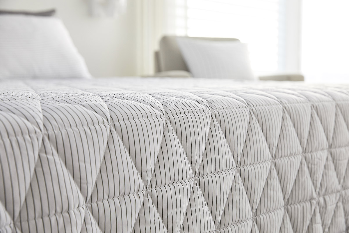 이불패드 패밀리 침대패드 겸 이불 모달 스트라이프 알러지케어 고정밴드 Q