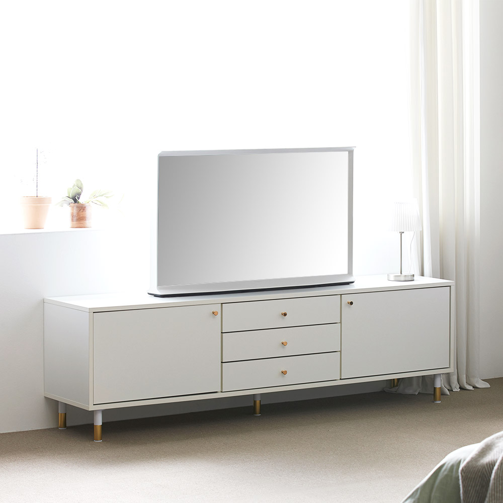장인가구 로지 E0 거실 TV 티비다이 3단 서랍장 수납 화이트 거실장 1800
