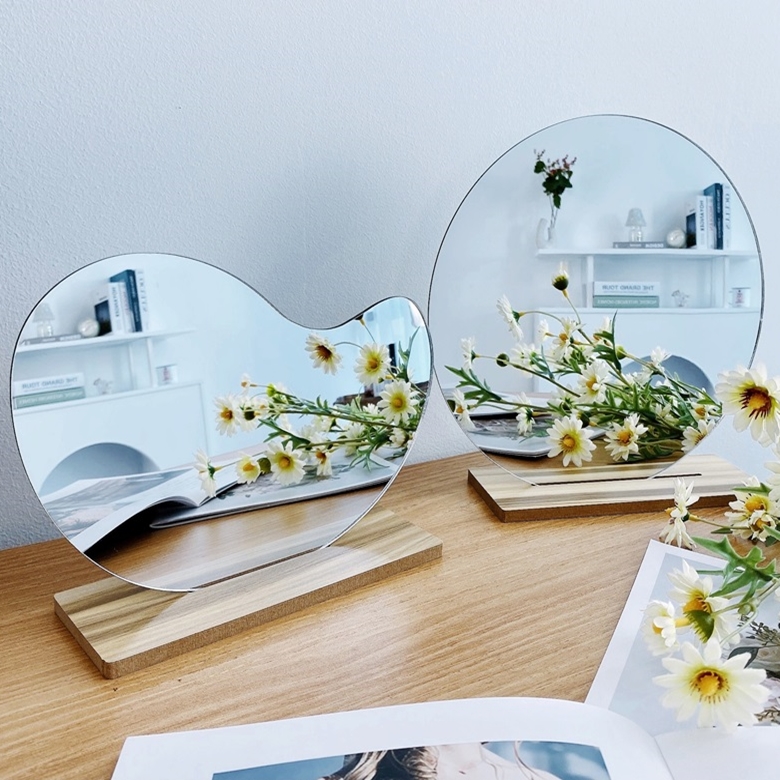 노리스 아크릴 탁상 거울 화장 책상 사무실 메이크업 조약돌 - 상품 이미지