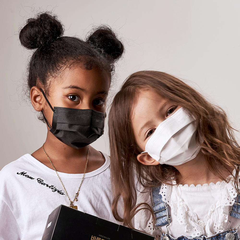 고르고 국산 유아 어린이 일회용 바른 덴탈 마스크 블랙 50매