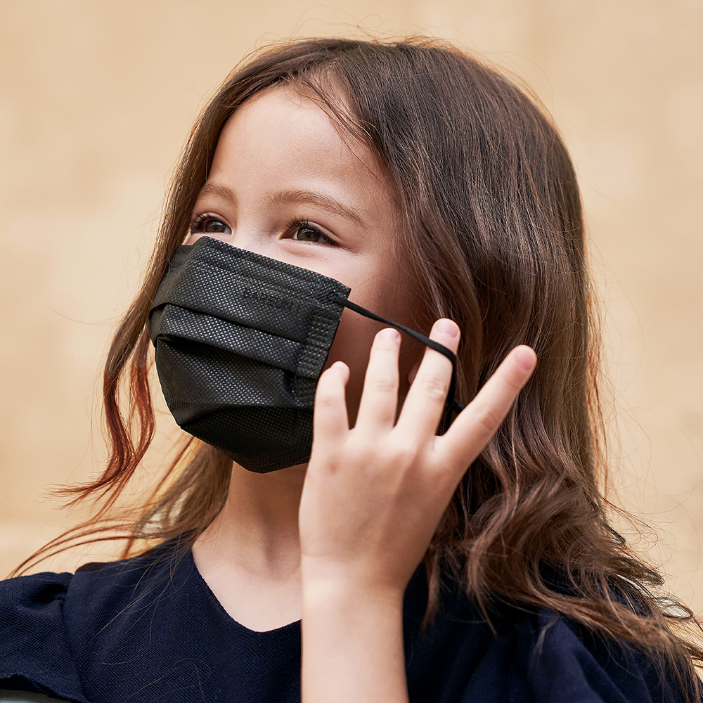 고르고 국산 유아 어린이 일회용 바른 덴탈 마스크 블랙 50매