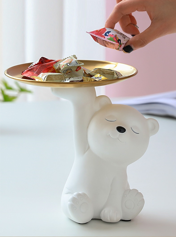 북극곰 트레이 테이블 거실 현관 침실 포인트 인테리어 미니 선반 엔틱 장식 소품 - 상세 이미지 3