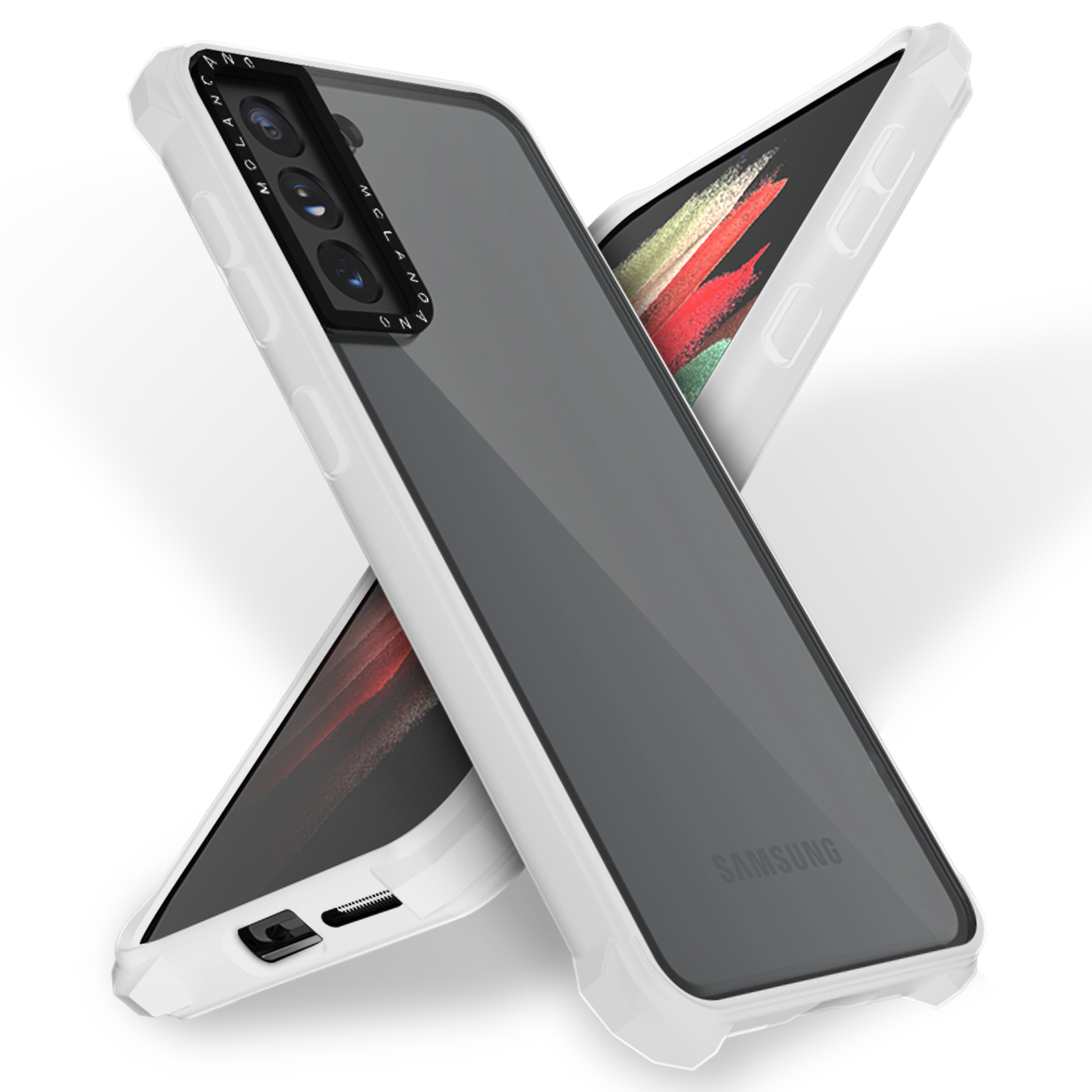 모란카노 갤럭시 S21 플러스 임팩트 제로 범퍼 휴대폰 케이스 화이트 반투명 - 상품 이미지