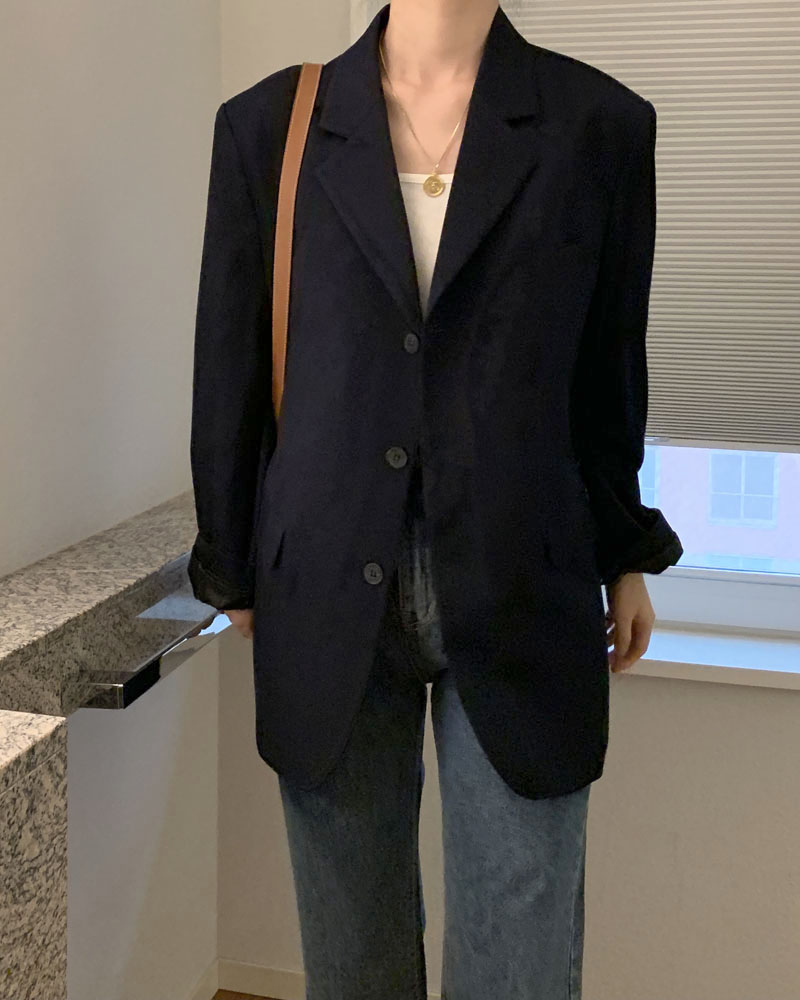 글래스 테일러 블레이저 여성 봄 가을 간절기 보이핏 오버핏 쓰리버튼 자켓 (2c)