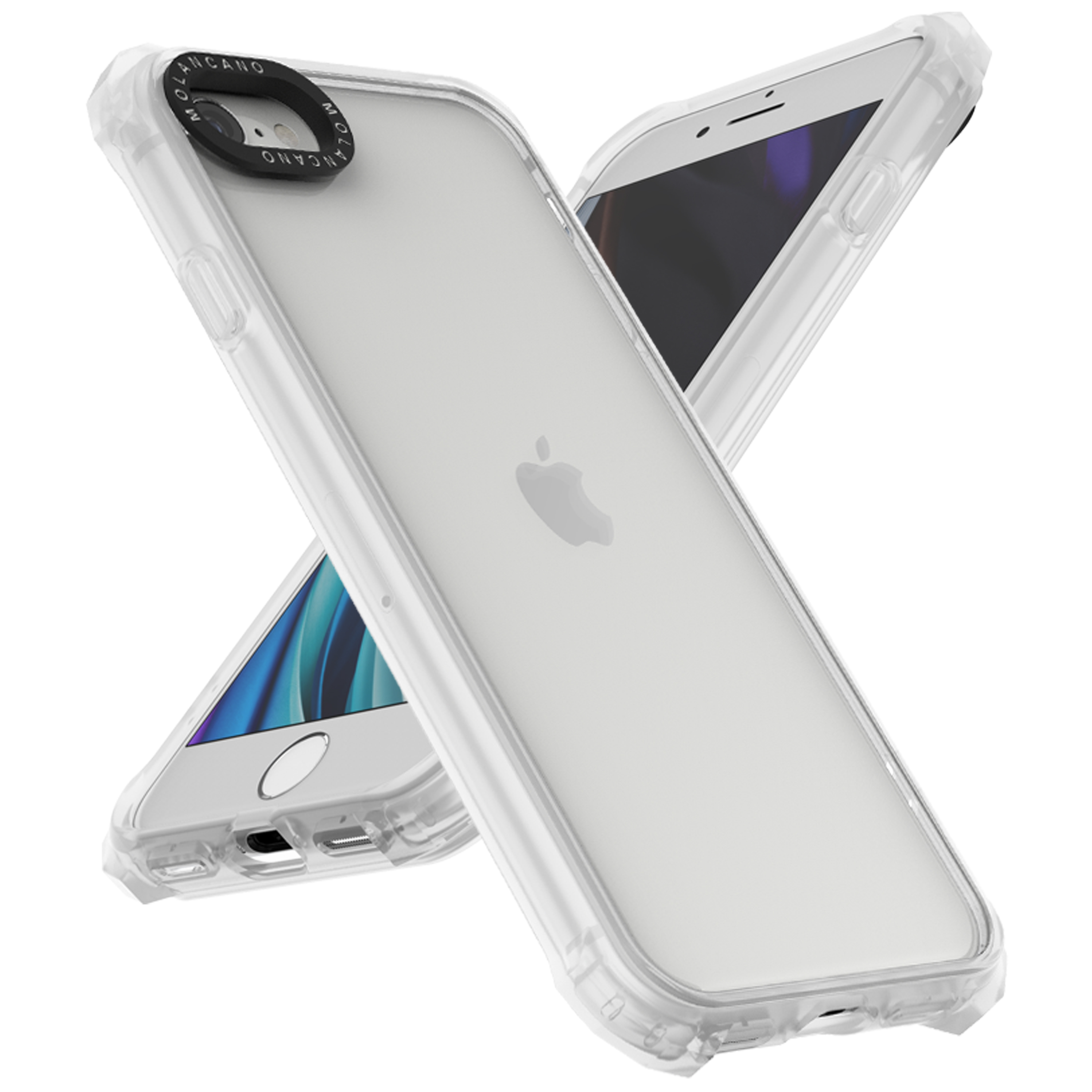 모란카노 아이폰 SE3/SE2/7/8 임팩트 제로 범퍼 휴대폰 케이스 화이트 반투명