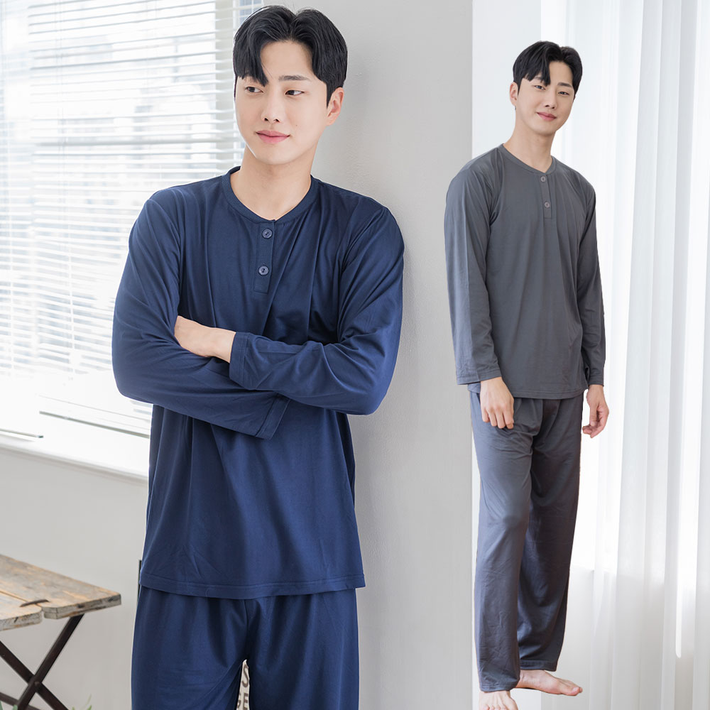 [에이원] 남성 여성용 피치기모 라운드 잠옷 상하 세트 - 상세 이미지 4