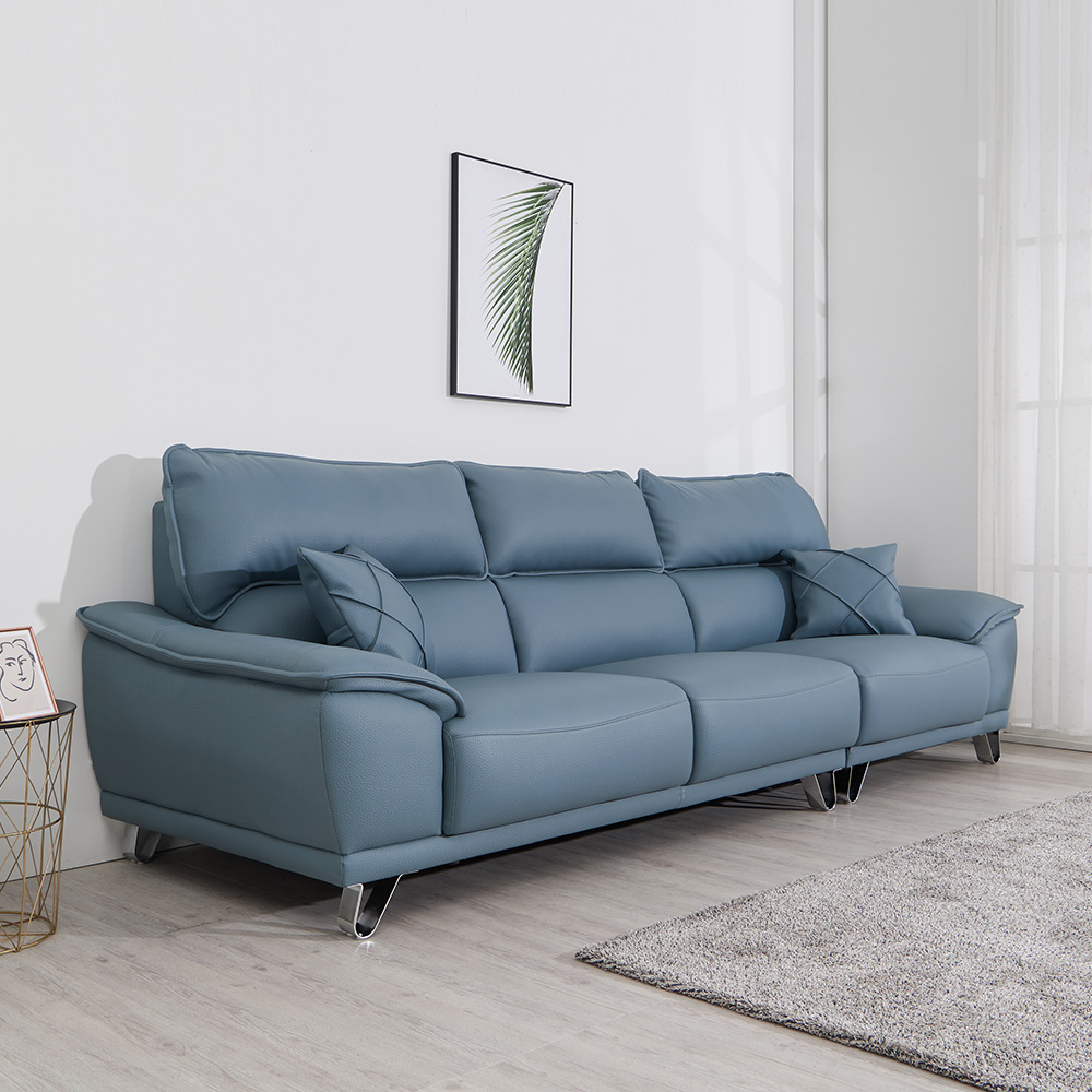 스코나 크리트 올나파 가죽 이지클린 소파 스툴미포함, 블루, 4인용