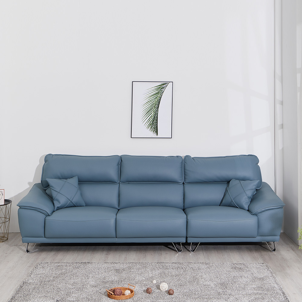 스코나 크리트 올나파 가죽 이지클린 소파 스툴미포함, 블루, 4인용