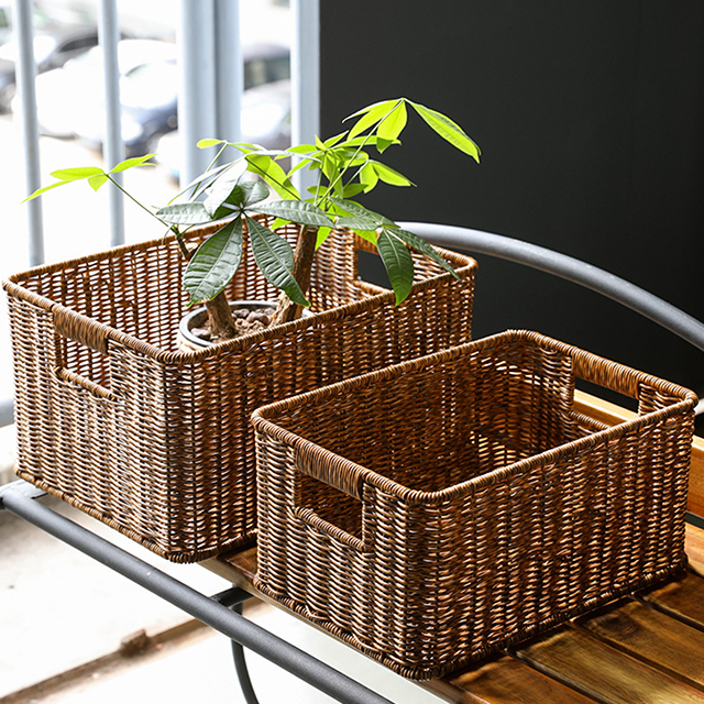 라탄 바구니 수납 바스켓 다용도 수납정리함 피크닉 뚜껑형 소