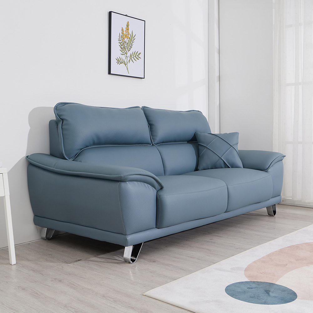 스코나 크리트 올나파 가죽 이지클린 소파 스툴미포함, 블루, 3인용