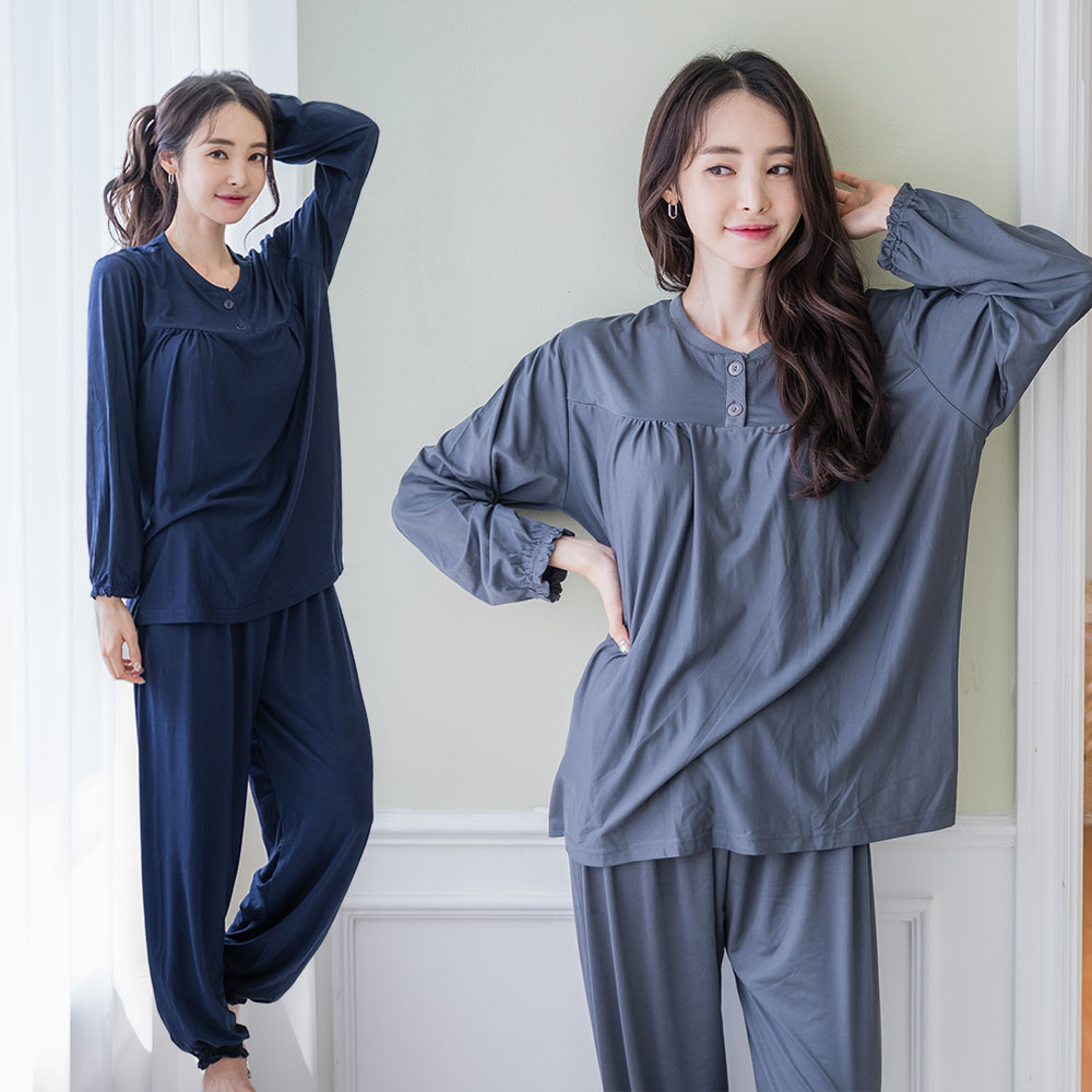 [에이원] 남성 여성용 피치기모 라운드 잠옷 상하 세트 - 상세 이미지 5