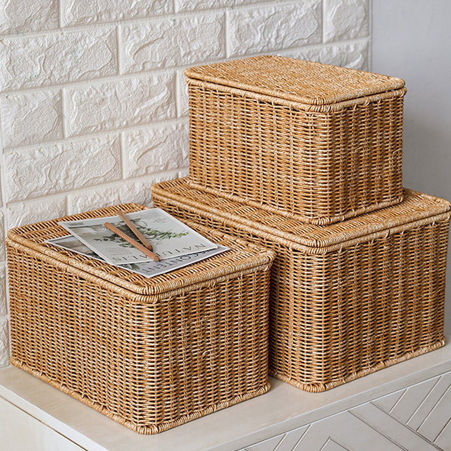 라탄 바구니 수납 바스켓 다용도 수납정리함 피크닉 뚜껑형 소