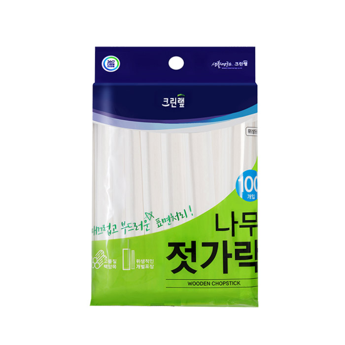 크린랩 나무젓가락 100P 고급나무젓가락 일회용젓가락 크린랲 - 상세 이미지 2