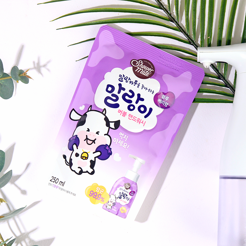 애경 말랑이 버블 핸드워시 리필 블루베리향 250ml - 상품 이미지