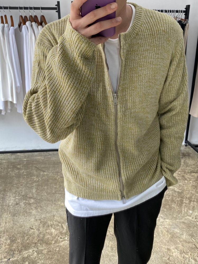 남자스웨터 라운드 하찌 집업 이미지 3