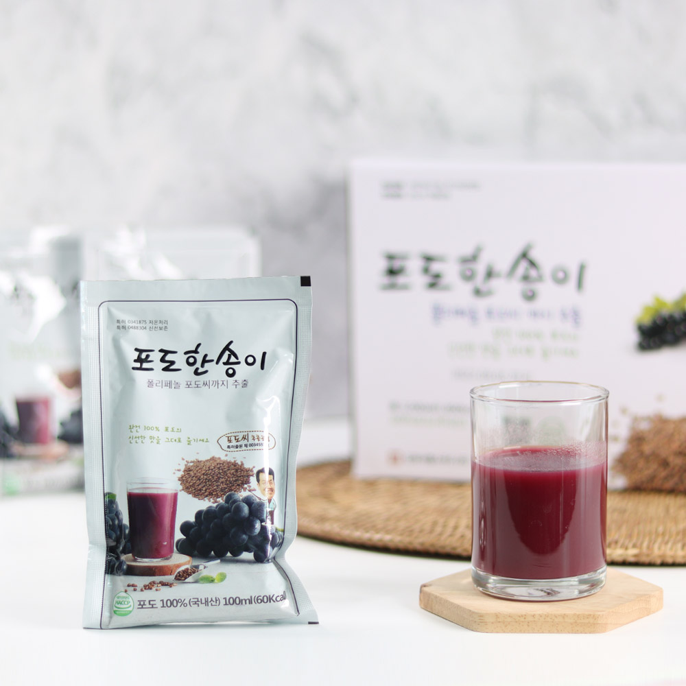 김재식헬스푸드 저온착즙100% 물 넣지않은 포도한송이 포도즙 100ml 30팩 1박스 제품 이미지