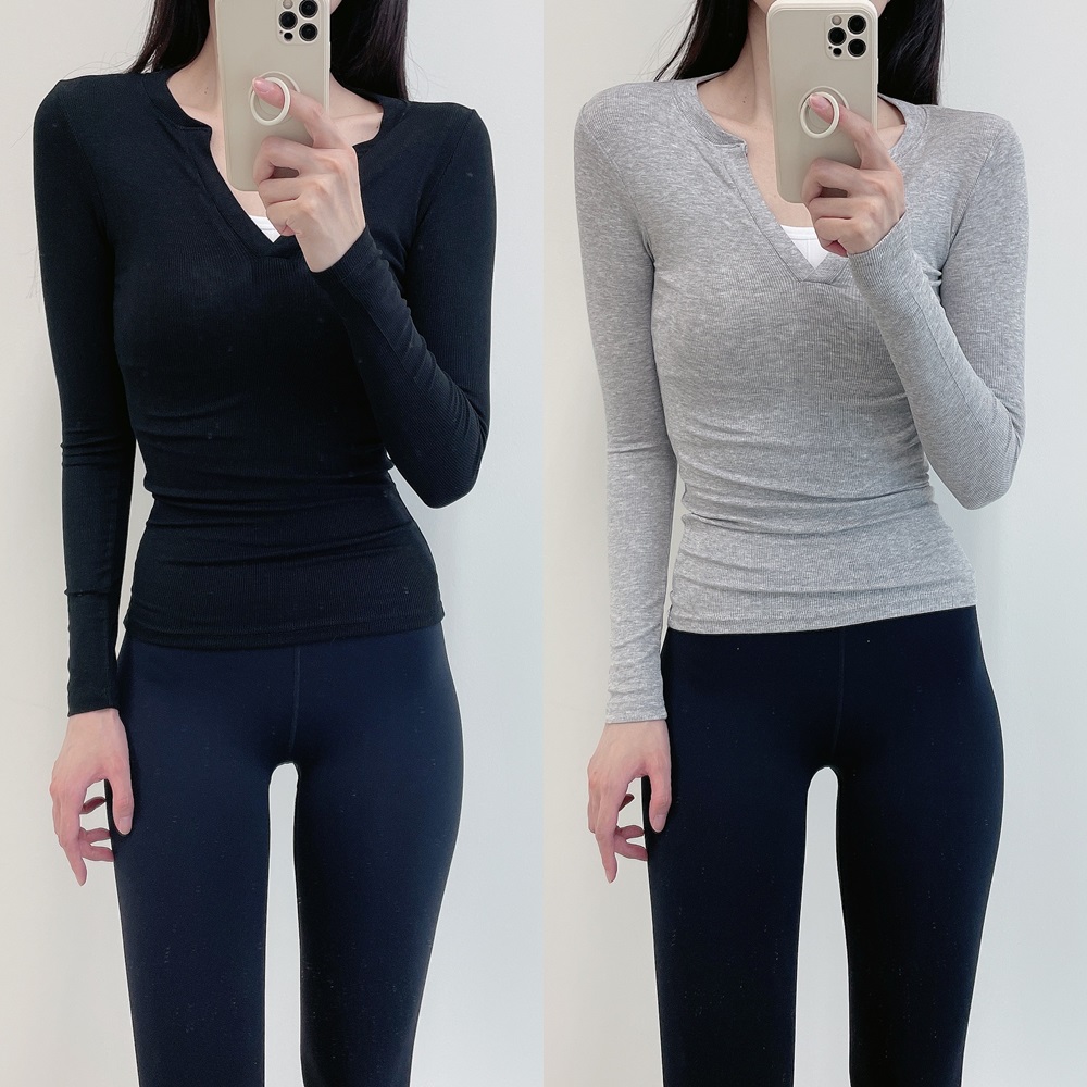 로라벨 카라 긴팔 필라테스복 요가복 상의 필라테스 커버업 티셔츠 탑 옷 여자 헬스 운동복 - 상세 이미지 2