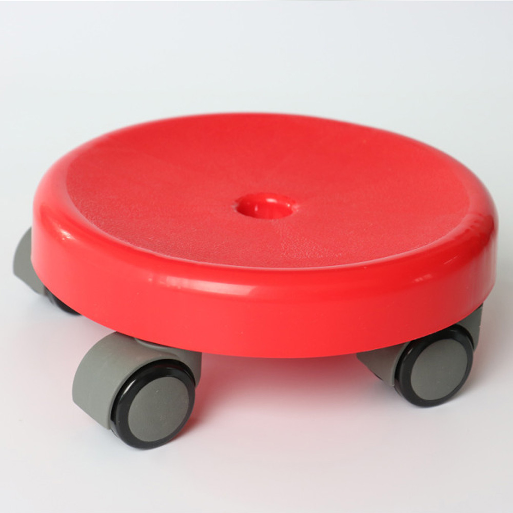 UH 쓱쓱싹싹 바퀴달린 의자 원형 둥근 작은 낮은 작업 의자 레드