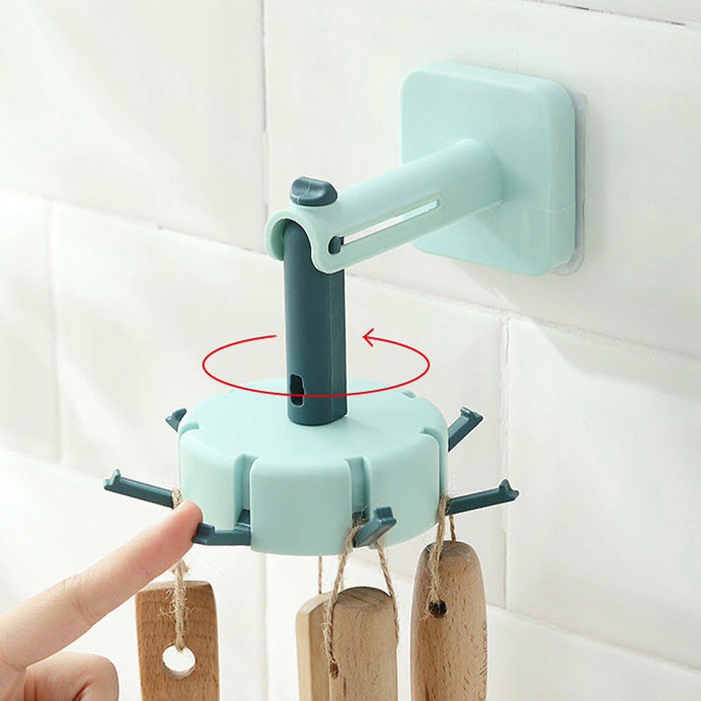 트랜디 접이식 회전 문어발 걸이 다용도 조리도구 접착식 벽 후크 욕실 주방 고리 - 상세 이미지 3