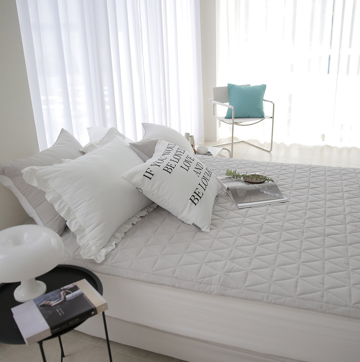 이불패드 패밀리 침대패드 겸 이불 모달 알러지케어 고정밴드 Q