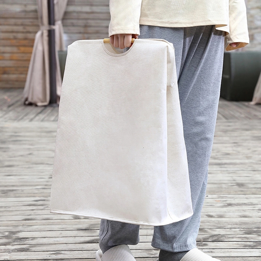 미니멀 우드핸들 접이식빨래바구니 이동식 세탁물 햄퍼 런드리백 아기빨래 수건함 바스켓 2종 - 상세 이미지 5