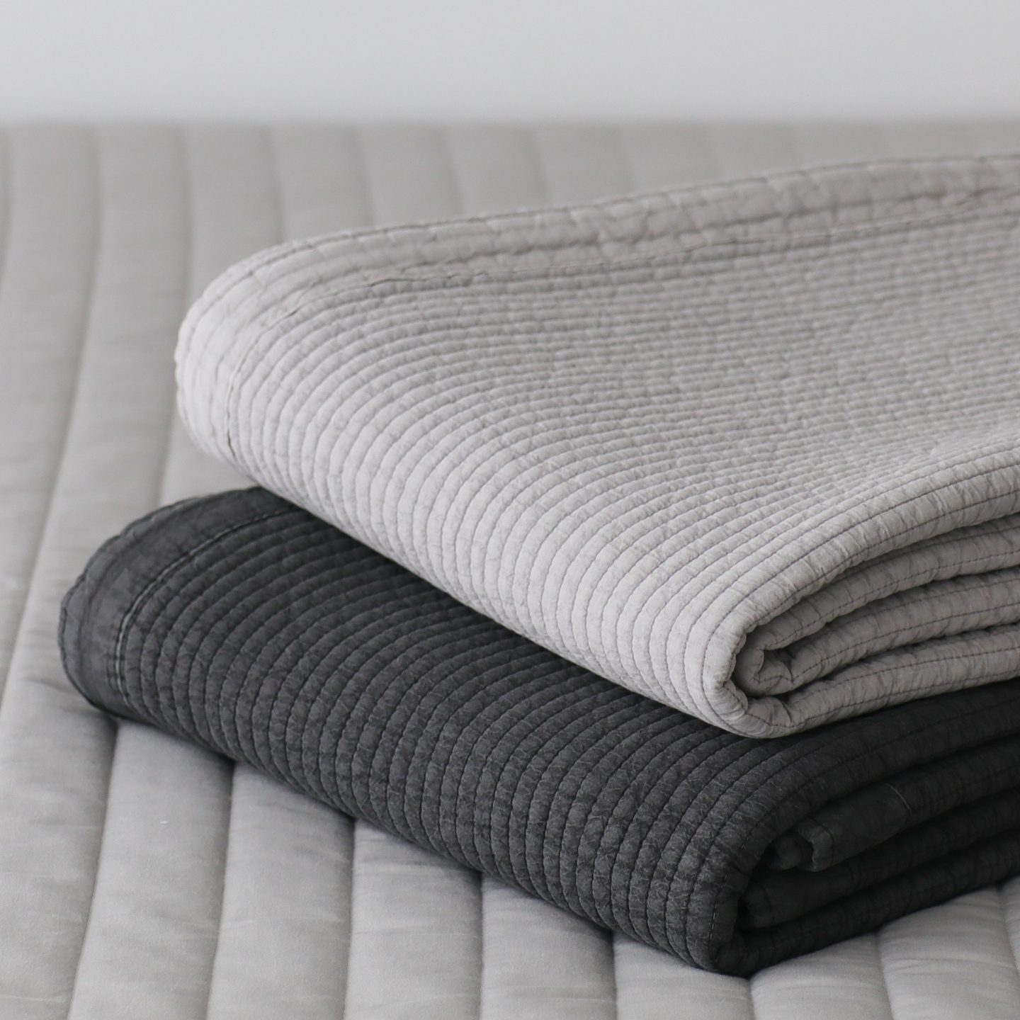 오가닉 순면 줄누비 여름이불 겸 패드 워싱피그먼트 스프레드 5색상