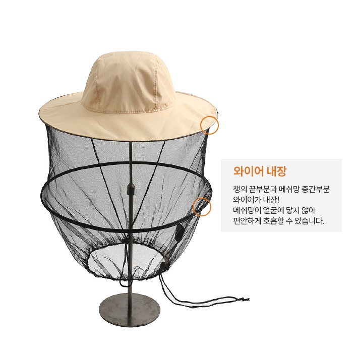 방충모 벌레 모기 퇴치 모자 방지 예초 날파리 차단 얼굴망 야외용 벌 쏘임 해충 낚시용 - 상세 이미지 4